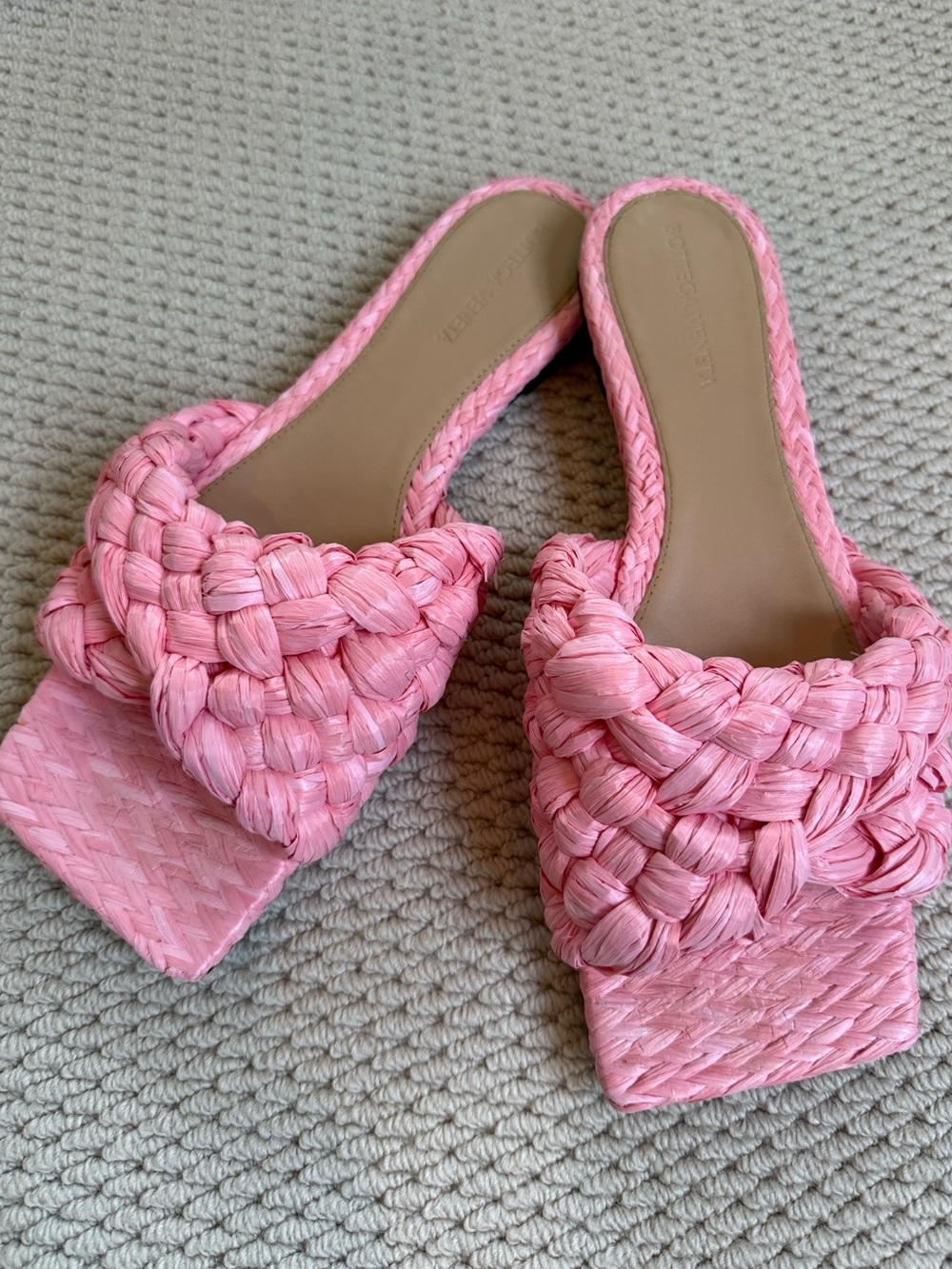 Bottega Veneta Pink Woven Sandal, Women’s Size 39